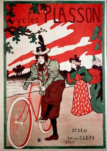 Belle Epoque: mainosjuliste pyörille (polkupyörille) Plasson. Manuel Robben (1872-1936) juliste Yksityinen kokoelma