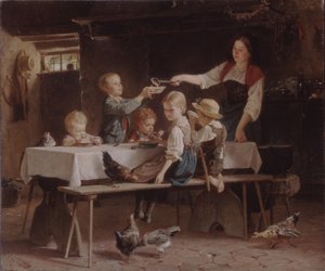 Lapset lounaalla, 1857 tekijältä Marc Louis Benjamin Vautier the Elder