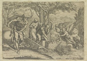 Romulus en Remus gevonden door Faustulus en Louva tekijältä Marcantonio Bellavia