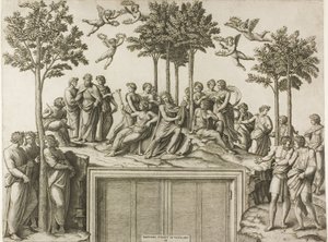 Apollo Parnassuksella tekijältä Marcantonio Raimondi