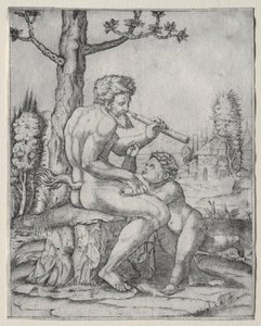 Faun and Child, c. 1509. tekijältä Marcantonio Raimondi