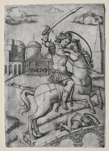 Horatius Cocles puolustamassa Sublicianin siltaa. tekijältä Marcantonio Raimondi