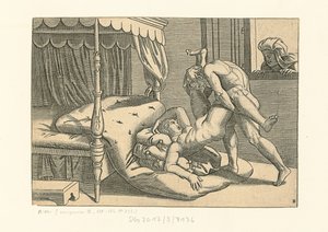 Minä Modi. Sijainti 9, 1530-1540. tekijältä Marcantonio, Raimondi