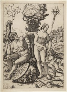 Mars, Venus ja Cupido tekijältä Marcantonio Raimondi