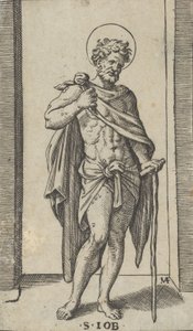 Saint Job, viitta yllään, sarjasta "Piccoli Santi" Small Saints, n. 1..., n. 1500-1527. tekijältä Marcantonio Raimondi