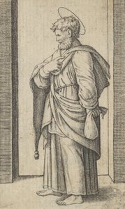 Pyhä Matteus, pieni säkki vasemmassa kädessään, sarjasta "Piccoli Santi" Sm..., n. 1500-1527. tekijältä Marcantonio Raimondi