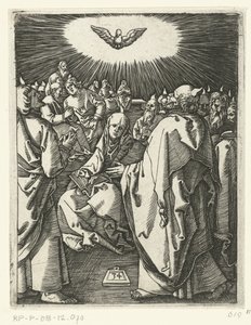 Pyhän Hengen vuodattaminen Passion of Christ (sarjan nimi) tekijältä Marcantonio Raimondi