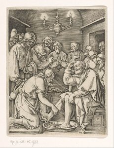 Pietarin jalkojen pesu Passion of Christ (sarjan nimi) tekijältä Marcantonio Raimondi