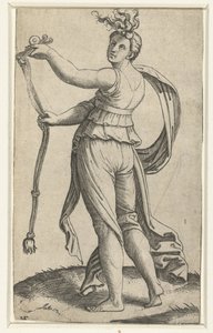 Nainen hevossitseillä raittiuden persoonallisuutena (Temperantia) tekijältä Marcantonio Raimondi
