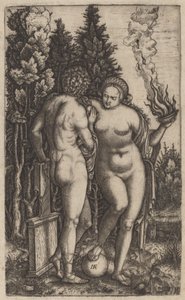 Mies ja nainen pallon kanssa tekijältä Marcantonio Raimondi possibly after Francesco Francia