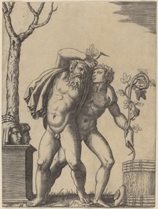 Nuori ja vanha Bacchant tekijältä Marcantonio Raimondi possibly after Raphael possibly after Giulio Romano