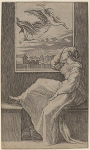 Mietteliäs Nainen tekijältä Marcantonio Raimondi possibly after Raphael