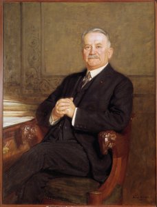 Tasavallan presidentti Gaston Doumerguen muotokuva (1863-1937) Marcel Andre Baschetin (1862-1941) maalaus 1926 Aurinko 1,22x0,95 m
