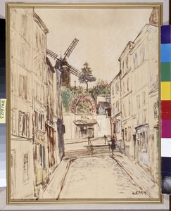 Le Moulin de la Galette: näkymä kuuluisalle Montmartren kabareelle. Marcel Leprinin (1891-1933) öljy kankaalle Marouflee. Pakollinen maininta: Regards de Provence Foundation -kokoelma, Marseille