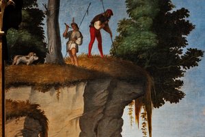 Metsästyskohtaus, yksityiskohta viisaiden palvonnasta