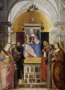 Madonna ja lapsi pyhän Katariinan, Franciscus Assisilaisen, Johannes Kastajan, evankelista Johannes, Antonius Padovalaisen ja Maria Magdaleenan kanssa