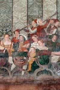 Juhla, yksityiskohta Christian I:n tanskalaisen vierailusta Bartolomeo Colleonin kunniahuoneeseen