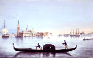 Venetsialainen gondoli, kaiverrus Brizeghel (litho) tekijältä Marco (after) Moro