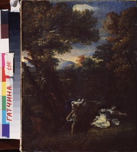 Cephalus et Procris (Cephalus ja Procris). Peinture de Marcantonio Franceschini (1648-1729), huile sur toile. italialainen taide (Bologna)