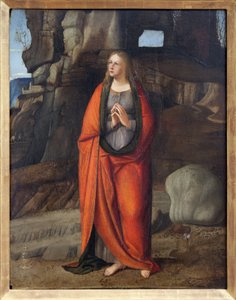 Katuva pyhä Magdaleena, Marco Basaitin maalaus (n. 1470-1530 jälkeen). Valokuvaus, KIM Youngtae, Lyon, Lyonin taidemuseo.