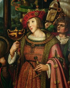 Charles Vth (1500-1558) Espanjasta (öljy paneeliin, yksityiskohta) tekijältä Marco Cardisco