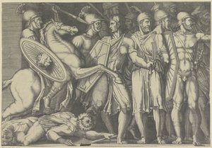 Trajanus taistelee dakialaisia ​​vastaan tekijältä Marco Dente (attributed to)