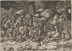Taistelu Cutlassin kanssa, n. 1515-27. tekijältä Marco Dente