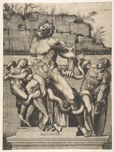 Käärmeet hyökkäsivät Laocoönin ja hänen poikiensa kimppuun, n. 1515-27.