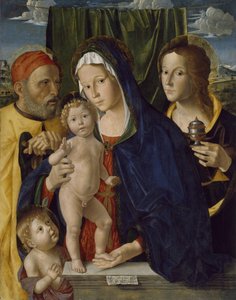 Pyhä perhe Johannes Kastajan ja Marian kanssa, 1500-5. tekijältä Marco Palmezzano