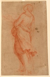 Piirros, Nuori nainen (Pyhä Maria Magdaleena ristin alla), 1550-75.