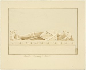 Effigy of Maurice, 7. Earl of Berkeley, Bristolin katedraalissa (kynä ja akvarelli paperille) tekijältä Marcus H. Homes