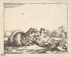 Lampaat, 16 lautasen sarjasta, 1664. tekijältä Marcus de Bye