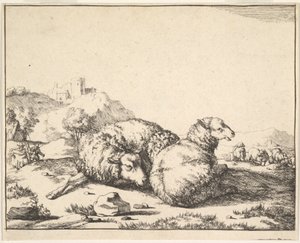 Lampaat, 16 lautasen sarjasta, 1664. tekijältä Marcus de Bye