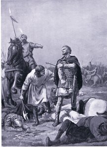Alp Arslanti vangitsi keisari Romanus Diogenesin vuonna 1071 jKr (litografia). tekijältä Margaret Dovaston