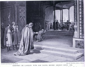 Geoffrey de Langley ja Bar Sauma ennen Arghun Khania 1288 jKr. (litografia) tekijältä Margaret Dovaston