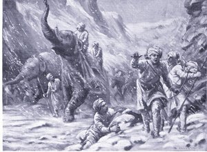Mahmud of Ghaznin ensimmäinen menestys 1000 jKr. (litografia) tekijältä Margaret Dovaston