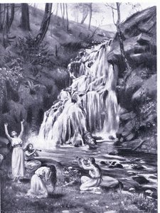 Foinikialaiset neidot surevat Adoniksen menetystä (litografia). tekijältä Margaret Dovaston