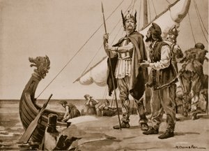 Rurik lähtee slaavien maahan, 862 (litografia) tekijältä Margaret Dovaston