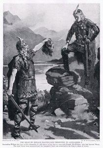 Donald MacWilliamin pää, joka esiteltiin Aleksanteri II:lle vuonna 1214 jKr. tekijältä Margaret Dovaston