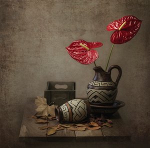 Maalaishenkinen anthurium-asetelma