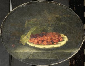 Asetelma mansikoiden kanssa valkoisessa kulhossa