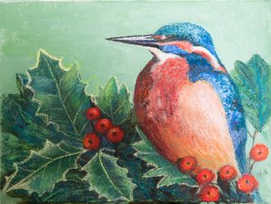 Kingfisher marjoilla, 2022 (pastelli) tekijältä Margo Starkey