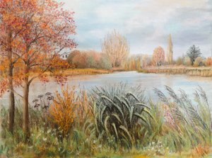 Thames-joki lähellä Windsoria, 2022 (pastelli) tekijältä Margo Starkey