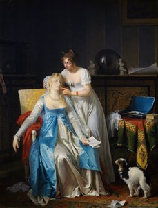 Huonoja uutisia, Marguerite Gerardin (1761-1837) maalaus, öljy kankaalle, 63,5x50,5 cm, Ranska