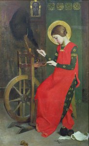 Unkarin Pyhä Elisabeth kehräsi Villaa köyhille, n. 1895