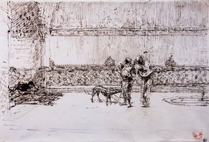 Arabimuusikoita maurilaisen kuninkaan edessä, noin 1870-71 (tussi ja muste vellapaperille).