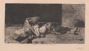 Arabe veillant le corps de son ami (Arabi valvoo ystävänsä ruumista) tekijältä Marià Fortuny