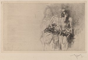 Croquis (kaksi arabialaista hahmoa) tekijältä Marià Fortuny
