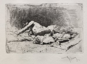 Mies vierii likaa. tekijältä Mariano José María Bernardo Fortuny y Carbó