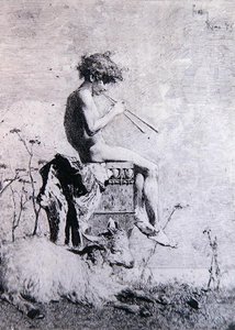 Idylli (etsaus) tekijältä Mariano José María Bernardo Fortuny y Carbó